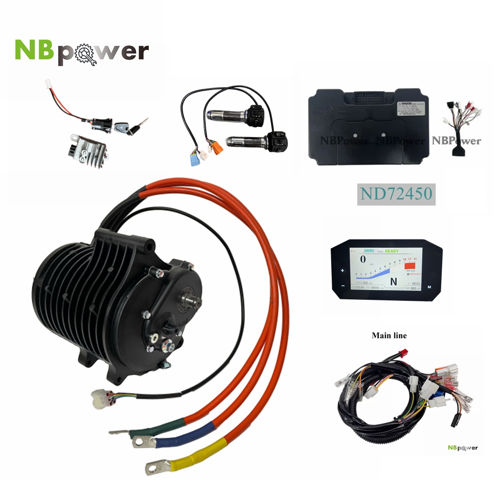 Motorcycle Gear Display - 米国製ストック70H QS138 V3 3KWミッドドライブモーター 1:2.35ギアキット（ファードライバーND72450/ND72680 NBTFT-5ディスプレイ付き）電動バイク用