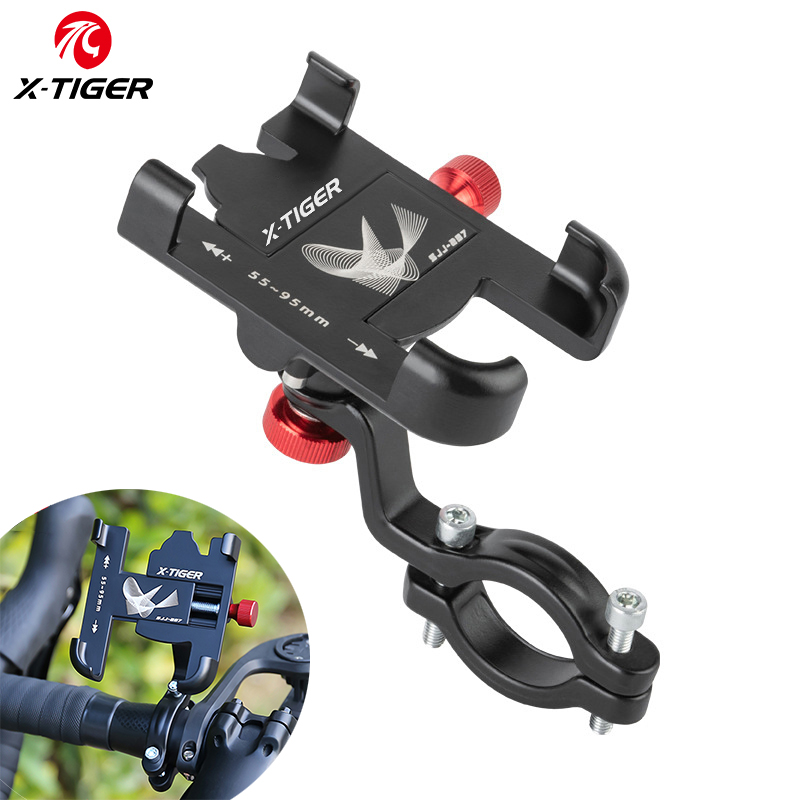 Phone Mount Handlebar - X-TIGER 合金自転車電話ホルダー自転車電話マウント滑り止めブラケットバイクオートバイハンドルバークリップスタンドすべての携帯電話