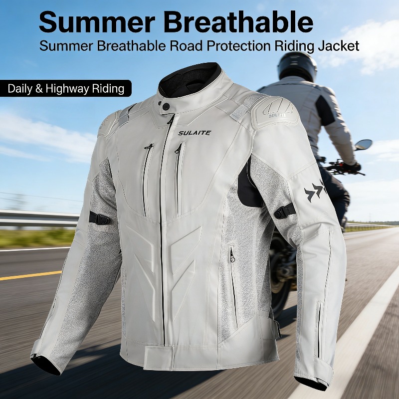 Gearx Motorcycle Jacket - メンズサマー通気性バイクライディングスーツ、ロードレース用保護ジャケットパンツセット、転倒防止バイクライディングギア（男性用）