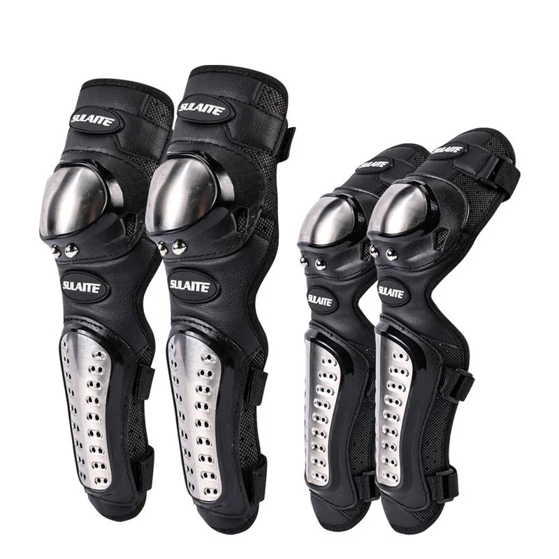 4 ピース/セットオートバイニーパッドステンレス鋼モト肘膝パ - Motorcycle Gear Equipment のレビューと価格