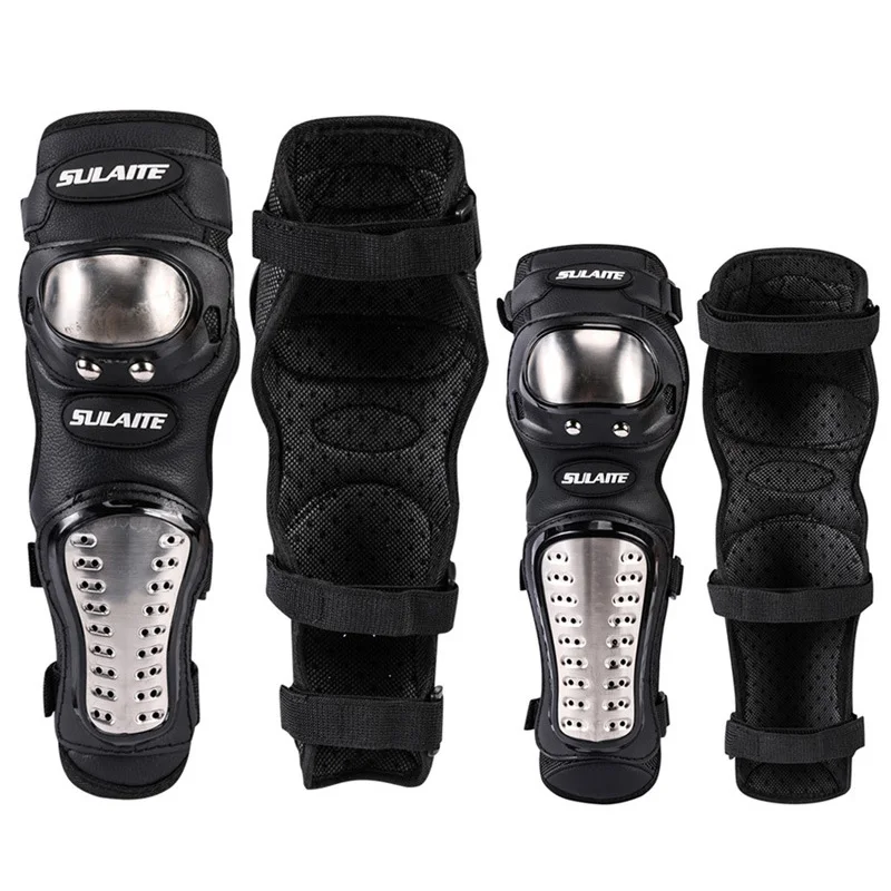 4 ピース/セットオートバイニーパッドステンレス鋼モト肘膝パ - Motorcycle Gear Equipment のレビューと価格