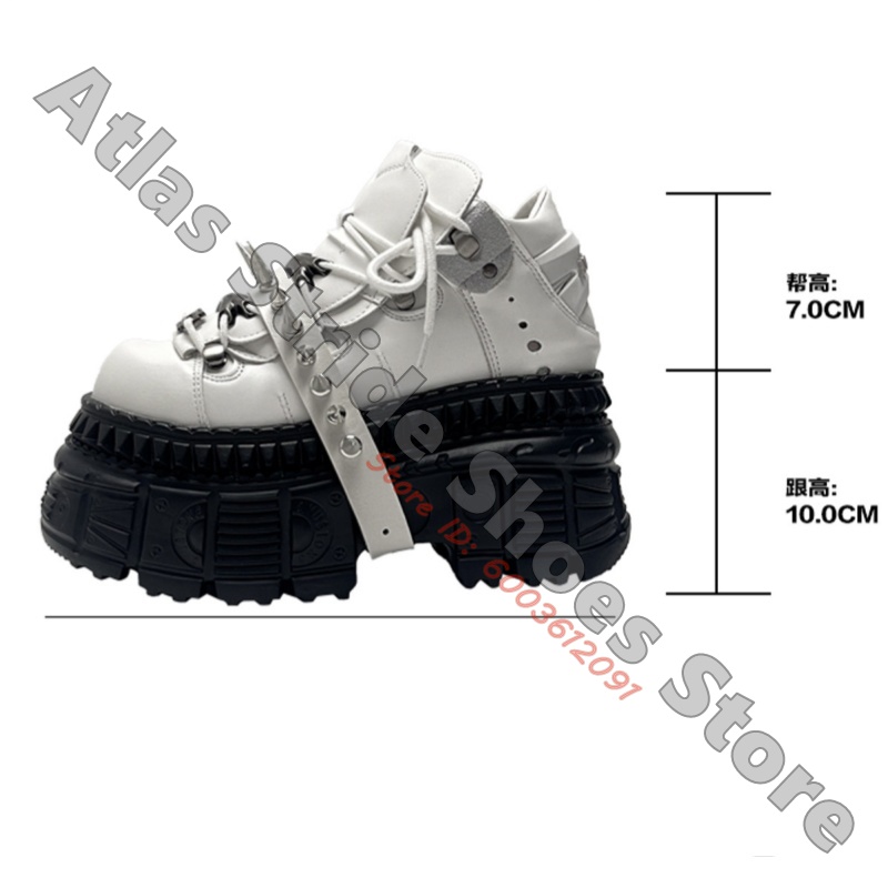 ユニセックス ホワイト パンク プラットフォームスニーカー  - Motorcycle Gear White のレビューと価格