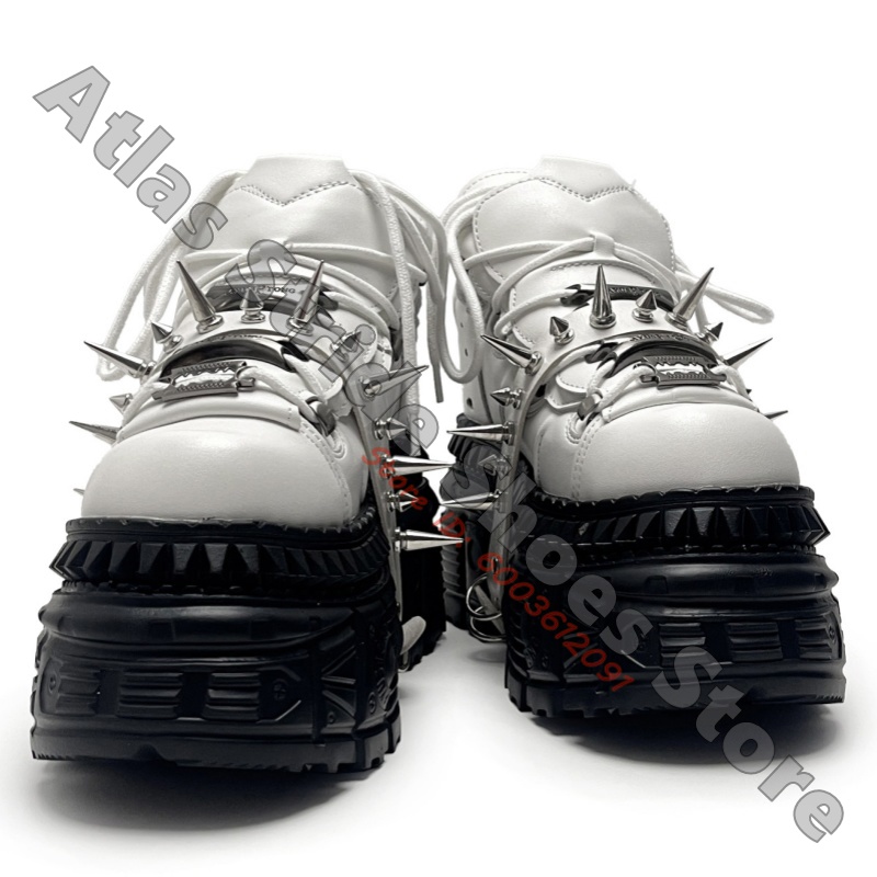 ユニセックス ホワイト パンク プラットフォームスニーカー  - Motorcycle Gear White のレビューと価格