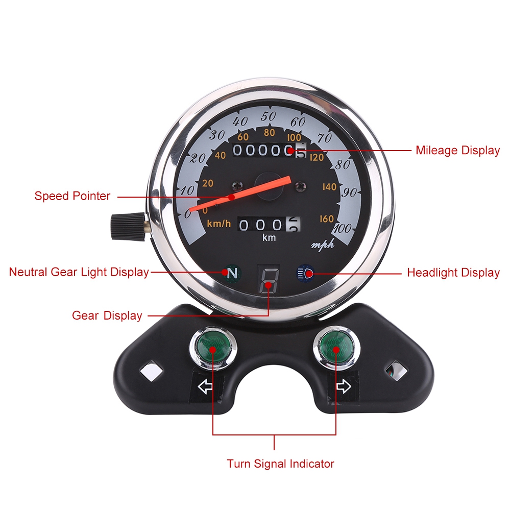 バイク用スピードメーター、デュアルオドメーター、デジタル表示 - Motorcycle Gear Display のレビューと価格