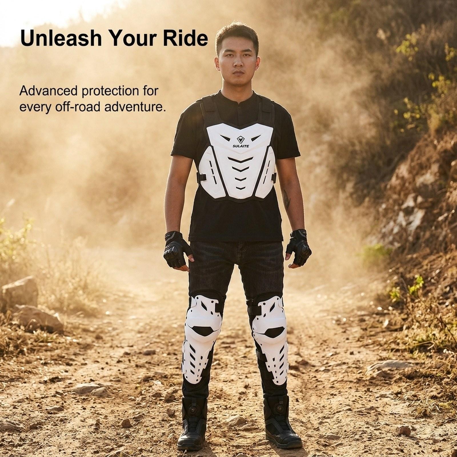 オートバイチェストプロテクター膝パッド人間工学に基づいた通気 - Motorcycle Gear Equipment のレビューと価格