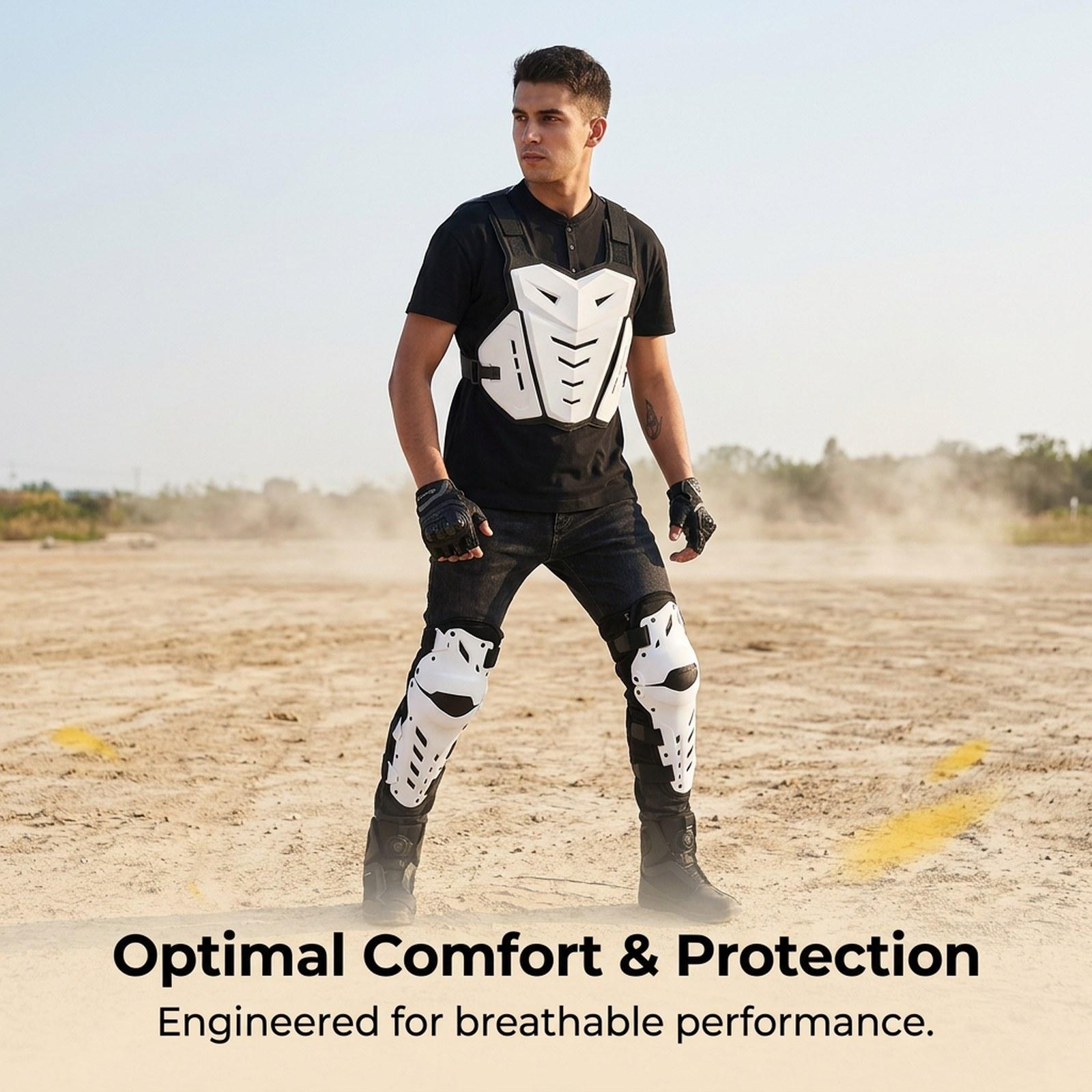 オートバイチェストプロテクター膝パッド人間工学に基づいた通気 - Motorcycle Gear Equipment のレビューと価格